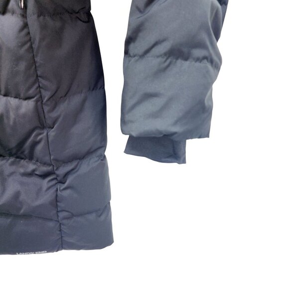 Womens Lands Black Down Puffer Coat  Faux Fur Hood Size S Warm Winter Outerwear - Picture 15 of 16